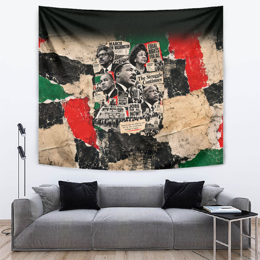 Civil Rights Leaders Tapestry Vintage Newspaper Collage Pan-African - Civil Rights Movement