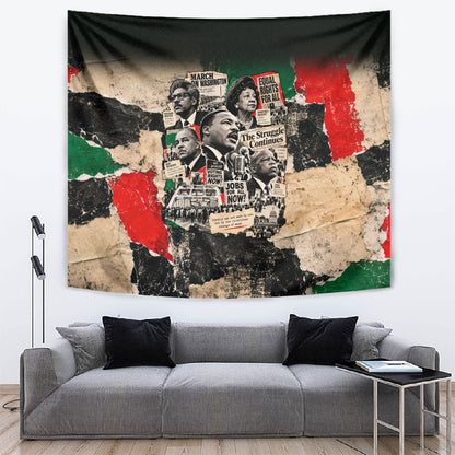 Civil Rights Leaders Tapestry Vintage Newspaper Collage Pan-African - Civil Rights Movement