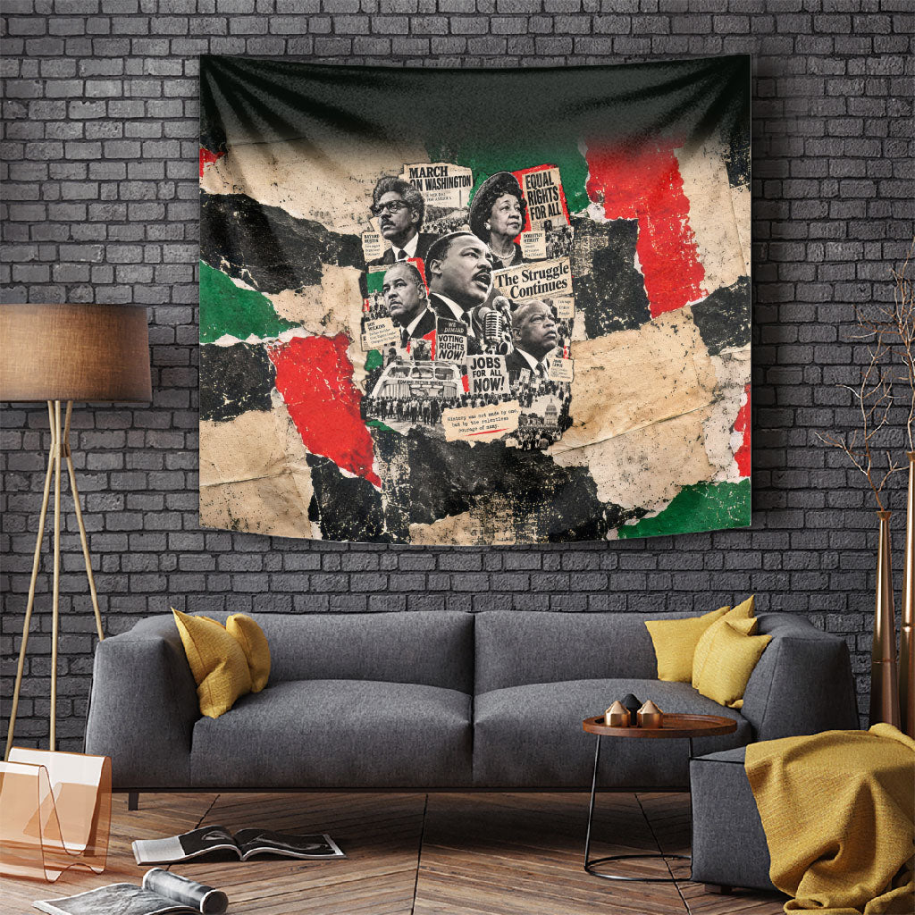Civil Rights Leaders Tapestry Vintage Newspaper Collage Pan-African - Civil Rights Movement