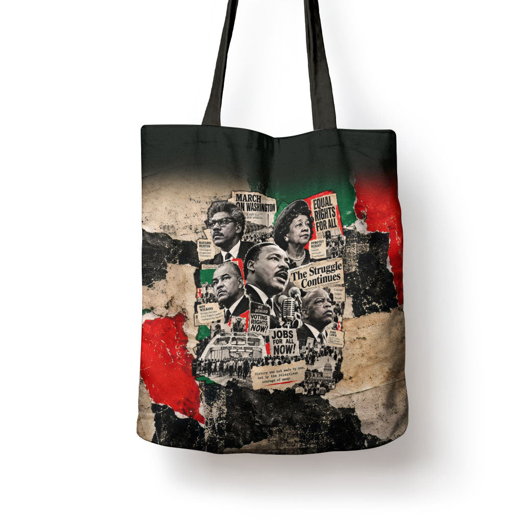 Civil Rights Leaders Tote Bag Vintage Newspaper Collage Pan-African - Civil Rights Movement