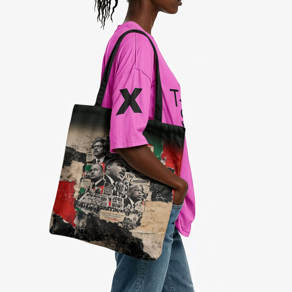 Civil Rights Leaders Tote Bag Vintage Newspaper Collage Pan-African - Civil Rights Movement