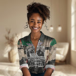 Civil Rights Leaders Women Casual Shirt Vintage Newspaper Collage Pan-African - Civil Rights Movement