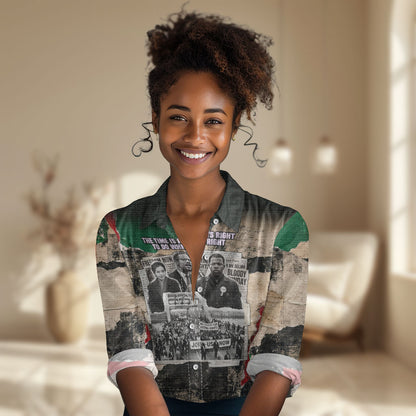 Civil Rights Leaders Women Casual Shirt Vintage Newspaper Collage Pan-African - Civil Rights Movement