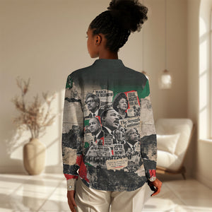 Civil Rights Leaders Women Casual Shirt Vintage Newspaper Collage Pan-African - Civil Rights Movement