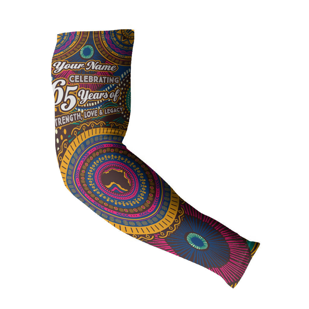 Personalized African 65th Birthday Black Excellence Arm Sleeves Vibrant Traditional Tribal Geometric Patterns