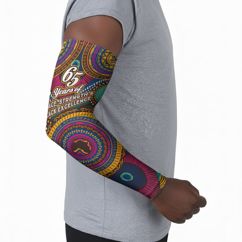 Personalized African 65th Birthday Black Excellence Arm Sleeves Vibrant Traditional Tribal Geometric Patterns