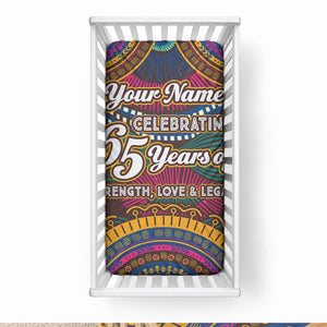 Personalized African 65th Birthday Black Excellence Baby Bed Cover Vibrant Traditional Tribal Geometric Patterns