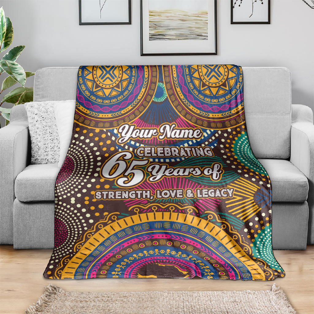 Personalized African 65th Birthday Black Excellence Blanket Vibrant Traditional Tribal Geometric Patterns