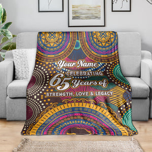 Personalized African 65th Birthday Black Excellence Blanket Vibrant Traditional Tribal Geometric Patterns