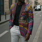 Personalized African 65th Birthday Black Excellence Blazer Vibrant Traditional Tribal Geometric Patterns