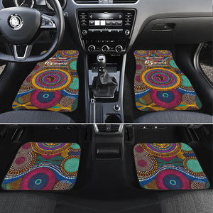 Personalized African 65th Birthday Black Excellence Car Mats Vibrant Traditional Tribal Geometric Patterns