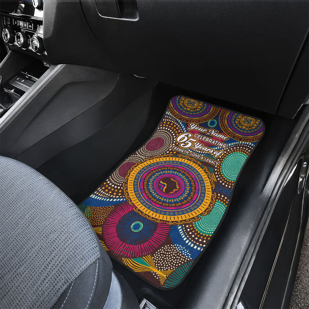 Personalized African 65th Birthday Black Excellence Car Mats Vibrant Traditional Tribal Geometric Patterns