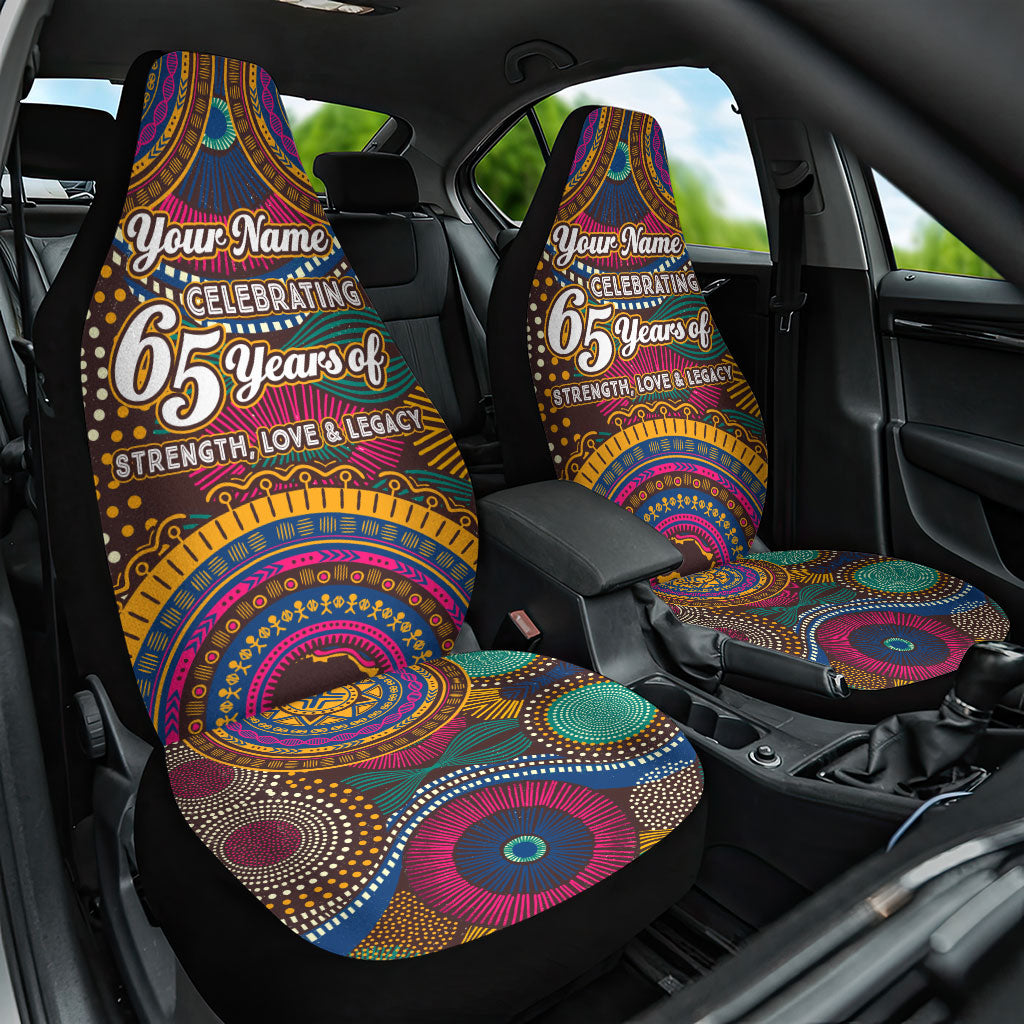 Personalized African 65th Birthday Black Excellence Car Seat Cover Vibrant Traditional Tribal Geometric Patterns