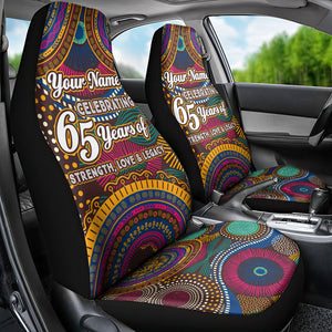 Personalized African 65th Birthday Black Excellence Car Seat Cover Vibrant Traditional Tribal Geometric Patterns