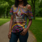 Personalized African 65th Birthday Black Excellence Cross Shoulder Shirt Vibrant Traditional Tribal Geometric Patterns