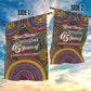 Personalized African 65th Birthday Black Excellence Garden Flag Vibrant Traditional Tribal Geometric Patterns