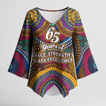 Personalized African 65th Birthday Black Excellence Kimono Sleeve Blouse Vibrant Traditional Tribal Geometric Patterns