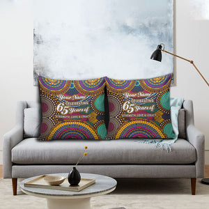 Personalized African 65th Birthday Black Excellence Pillow Cover Vibrant Traditional Tribal Geometric Patterns