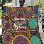 Personalized African 65th Birthday Black Excellence Quilt Vibrant Traditional Tribal Geometric Patterns