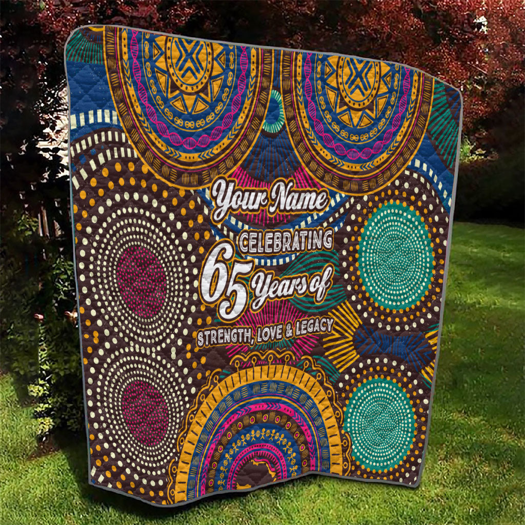 Personalized African 65th Birthday Black Excellence Quilt Vibrant Traditional Tribal Geometric Patterns