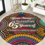 Personalized African 65th Birthday Black Excellence Round Carpet Vibrant Traditional Tribal Geometric Patterns