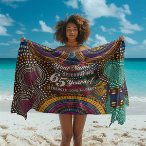 Personalized African 65th Birthday Black Excellence Sarong Vibrant Traditional Tribal Geometric Patterns