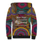 Personalized African 65th Birthday Black Excellence Sherpa Hoodie Vibrant Traditional Tribal Geometric Patterns
