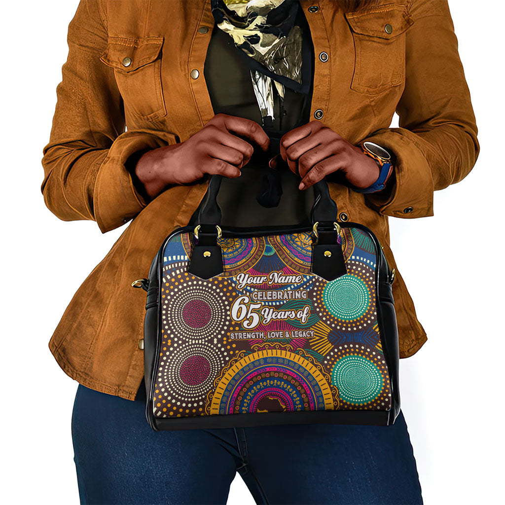 Personalized African 65th Birthday Black Excellence Shoulder Handbag Vibrant Traditional Tribal Geometric Patterns