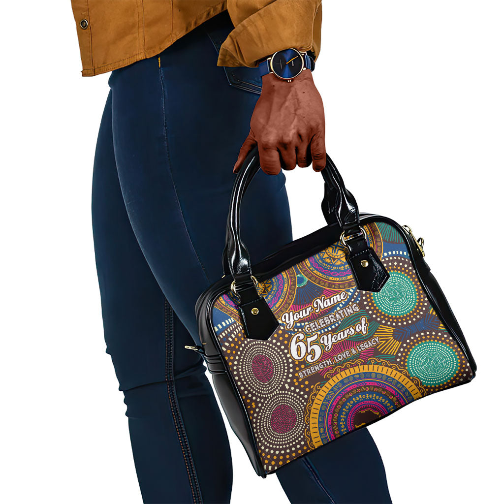 Personalized African 65th Birthday Black Excellence Shoulder Handbag Vibrant Traditional Tribal Geometric Patterns