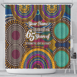 Personalized African 65th Birthday Black Excellence Shower Curtain Vibrant Traditional Tribal Geometric Patterns
