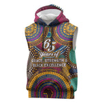 Personalized African 65th Birthday Black Excellence Sleeveless Hoodie Vibrant Traditional Tribal Geometric Patterns