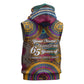 Personalized African 65th Birthday Black Excellence Sleeveless Hoodie Vibrant Traditional Tribal Geometric Patterns