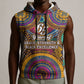 Personalized African 65th Birthday Black Excellence Sleeveless Hoodie Vibrant Traditional Tribal Geometric Patterns