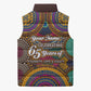 Personalized African 65th Birthday Black Excellence Sleeveless Puffer Jacket Vibrant Traditional Tribal Geometric Patterns