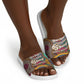 Personalized African 65th Birthday Black Excellence Slide Sandals Vibrant Traditional Tribal Geometric Patterns