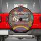 Personalized African 65th Birthday Black Excellence Spare Tire Cover Vibrant Traditional Tribal Geometric Patterns