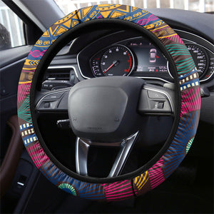 African 65th Birthday Black Excellence Steering Wheel Cover Vibrant Traditional Tribal Geometric Patterns