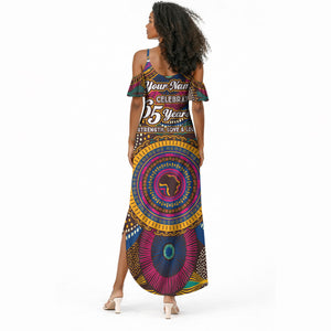 Personalized African 65th Birthday Black Excellence Summer Maxi Dress Vibrant Traditional Tribal Geometric Patterns