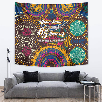 Personalized African 65th Birthday Black Excellence Tapestry Vibrant Traditional Tribal Geometric Patterns