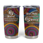 Personalized African 65th Birthday Black Excellence Tumbler Cup Vibrant Traditional Tribal Geometric Patterns
