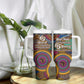 Personalized African 65th Birthday Black Excellence Tumbler With Handle Vibrant Traditional Tribal Geometric Patterns