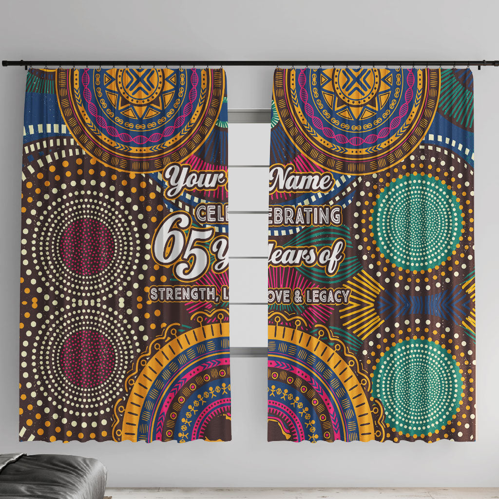 Personalized African 65th Birthday Black Excellence Window Curtain Vibrant Traditional Tribal Geometric Patterns