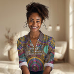 Personalized African 65th Birthday Black Excellence Women Casual Shirt Vibrant Traditional Tribal Geometric Patterns