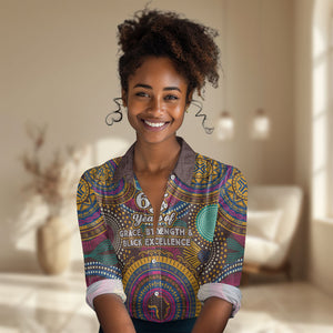 Personalized African 65th Birthday Black Excellence Women Casual Shirt Vibrant Traditional Tribal Geometric Patterns