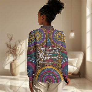 Personalized African 65th Birthday Black Excellence Women Casual Shirt Vibrant Traditional Tribal Geometric Patterns