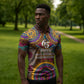 Personalized African 65th Birthday Black Excellence Zipper Polo Shirt Vibrant Traditional Tribal Geometric Patterns