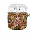 Personalized African King's 65th Birthday AirPods Case Traditional Ethnic Patchwork Safari Animals