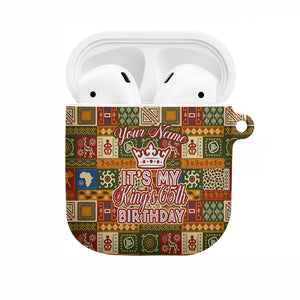 Personalized African King's 65th Birthday AirPods Case Traditional Ethnic Patchwork Safari Animals