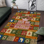 Personalized African King's 65th Birthday Area Rug Traditional Ethnic Patchwork Safari Animals