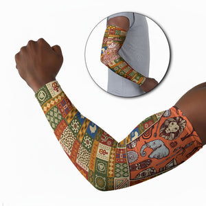 Personalized African King's 65th Birthday Arm Sleeves Traditional Ethnic Patchwork Safari Animals